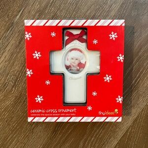Tiny Ideas Ceramic Cross Baby First Christmas Ornament